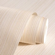 거실 식당 복도 및 보조 침실 리모델링에 적합한 심플한 3D 스트라이프 부직포 벽지, 밀크 옐로우  자가 접착 불가