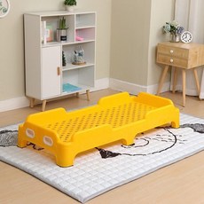 【可開發票】 幼兒園床午睡床塑料床託管班小學生兒童幼兒專用午休疊疊床單人床 兒童床 兒童午睡床 E5OS, （加厚款）黃色138*60*20