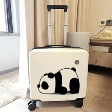 兒童行李箱可愛男女卡通登機箱萬向輪18寸輕便旅行密碼箱拉桿箱子, 1個, 趴着的熊貓:18寸