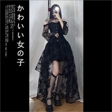 哥特風束胸連衣裙 角色扮演服裝, 黑色,S, 1個
