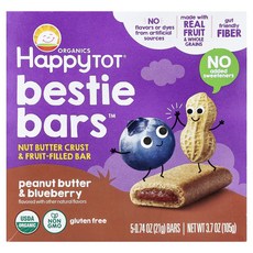 Happy Family Organics HappyTot® Bestie Bars™ 땅콩 버터 및 블루베리 맛 바 5개 각 21g(0.74oz) Organics (해피, Happy Family Organics HappyTot, 21g, 1