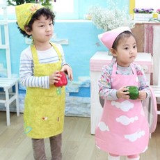 마켓마고25 키즈 어린이 순면 유치원 어린이집 앞치마 두건 세트 순면앞치마