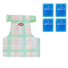 유앤펫 체크 아이스팩 포켓 쿨조끼, 1개, 그린체크(아이스팩4개)