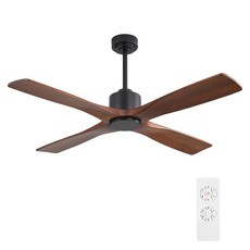 WINGBO 조명 없는 2CM 137 블레이드 선풍기 4개 천장 조각 원목 54인, 48인치, 블랙 앤 월넛