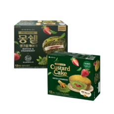 롯데 프리미엄 카스타드 말차&스트로베리 288g 1 몽쉘 말차&스트로베리 444g 1 (총2개), 1세트, 732g