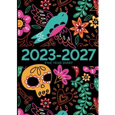 5년 일기 2023-2027 A4 멕시코 사망자의 날: 영국 공휴일 달 생일 및 축하 행사가 있는 플래너를 보는, 기본