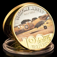 영국 공군 100주년 기념 금도금 CSpitfire AB910 A 2차 세계 대전 전투기 유닛 North Weald Coin, 02 오렌지