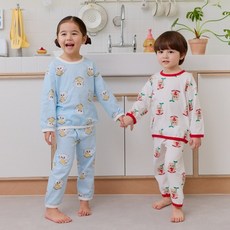 아이숲 아동용 숲프렌즈 루즈핏 30수싱글 실내복 상하의 세트