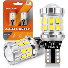 SEALIGHT t16 led 백 램프 후퇴등 폭광 6500K 백라이트 24개 LED칩 무극성, T20/7440/7443 화이트, 36연 팬 포함 깜빡임 없음