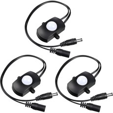 Hortsun 3피스 DC 5V-24V 5A PIR 모션 활성화 센서 라이트 스위치 점유 센서파티 LED 스트립 라이트용 커플러 케이블 포함, 3