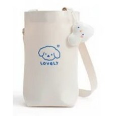 휴대용 텀블러백 어깨끈 포함 캔버스 물병 파우치 캐릭터 보틀 주머니 산책 가방, 1개, lovely 강아지