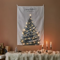 BEBEDECO 裝飾樹掛布+燈泡30入, 白色, 75 x 100 cm