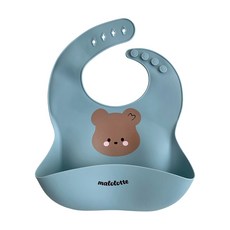 마롤로뜨 실리콘 아기 턱받이 실리콘빕 똑딱이 유아 자기주도 이유식 아기식판, 1개, 1개입, 블루 마고미