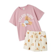 gelato pique 運動風小熊圖案T恤＆滿版印花短褲套裝