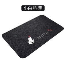 去汙吸水聚酯纖維地墊 - 防水止滑刷沙踏墊 (60cm*40cm), 小白熊-黑, 1個