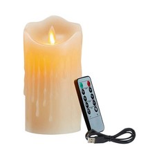 LED 양초 깜박이는 화염없는 양초 충전식 양초 리마 왁스 캔들 리모컨, 10 cm, 크림 같은 흰색