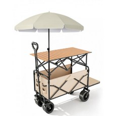 접이식 캠핑웨건 대형 휴대용 손수레 캠핑카트 바퀴달린 이동식 트레일러 텐트 장보기용, 1개, M_핑크 250L/탱크 휠+테이블+양산