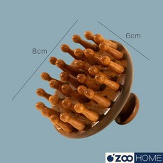ZOO HOME 頭皮按摩梳 夾指設計 圓潤梳齒 舒緩放鬆, 1個, 檀木圓盤梳, 檀木