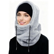 여성 비니 데일리 여성 비니 여성 니트 비니 여성 겨울 비니 모자 HOKEMP 스키 마스크 방한모 모자 플리스 방풍 페이스 마스크 겨울 따뜻한 목 커버 헬멧 후드 비니 모자