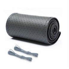 가죽 브레이드 커버의 스티어링 휠 커버 천연 브레이드로 만든 범용 커버, Grey-Full Hole Type