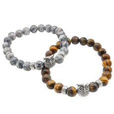 1+1 행운과 재물운을 부르는 고급천연원석 부엉이팔찌 실버999