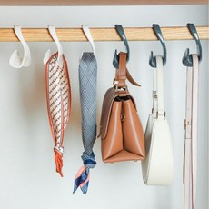 깔끔한 정리 아이템 다용도 가방 모자 스카프 걸이 행거 수납 정리 공간 활용 도어훅 벽걸이 홀더 소품 수납 행거, 화이트