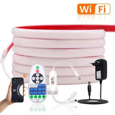 GAHADA Tuya WIFI COB LED 스트립 12V 24V IP68 방수 네온 리본 테이프 320Leds/m 유연한 디밍이 가능한 Led 라이트 EU/US 플러그, WiFi EU Set, 10m, 24V White