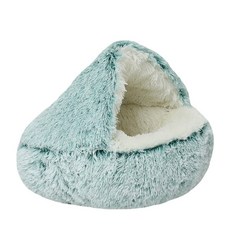플러시 도넛 둥지 부드러운 진정 개 고양이 애완 동물 스폰지 미끄럼 방지 바닥 강아지 침대, 40cm, Gr n Long Plush