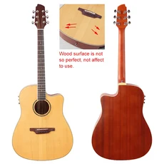 41인치 6현 일렉트릭 어쿠스틱 기타 솔리드 스프루스 상판 무광 컷어웨이 포크 내추럴 색상 EQ 및 결함, 01 41인치, 07 M2 spruce top