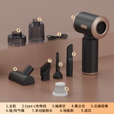 吹吸一體車載吸塵器家車兩用迷你除塵器大吸力無線手持便攜吸塵機, 如圖, 黑色