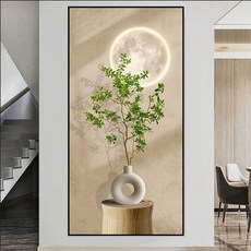 풍수 화장실 액자 30x40 방수 화장실 방습 꾸미기, E. 빛과 그림자 녹색 식물 05
