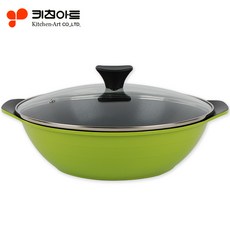 키친아트 파티웍 28 사이즈 전골 냄비 / 가스용, 28cm, 그린, 1개