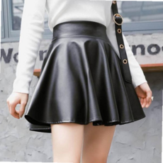 가죽 플레어 스커트 1P 레더 짧은 치마 여성 PJWE368C3