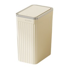 KUAHAI 가정용 원터치 휴지통 욕실 화장실 쓰레기통 10L, 크림화이트