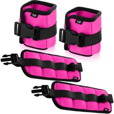 Hollowfly 육상 또는 수중 운동용 발목 손목 웨이트 2쌍 아쿠아 커프스 아쿠아 에어로빅 피트니스 밴드 발목 및 손목용 조절 가능한 웨이트 수영장 운동 장비용(로즈, Rose Red, 로즈 레드