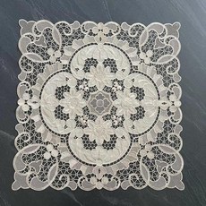 蕾絲蓋巾 歐式鏤空桌布 牀頭櫃蓋巾 米白色 60*60釐米, 1個, 米色,60*60釐米, N/A