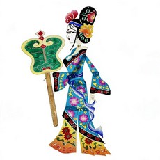 皮影 鐵扇公主 牛皮製 手工上色 40cm 收藏擺飾, 如圖所示, 1個