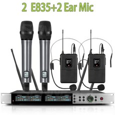 SKM9200e835 무선 4채널 마이크전체 금속 600MHz 전문 다이나믹 핸드헬드 파티 가라오케 교회 무대용, 2 e835 2 Ear Mic, 3) 2 e835 2 Ear Mic, 1개