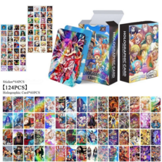 2026최신 ONEPIECE 원피스 홀로그램 포토카드 124장 풀세트 홀로그램 포카 60장 스티커 64장 도무송 다꾸 선물용, 124개, 시그니쳐