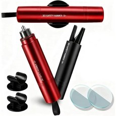 Vunpok 안전 해머 유리 차단기 2개 자동차 창문용 파손 도구 안전벨트 커터 윈도우 브레이커 비상 탈출용 레드 & 블랙 234635, Vunpok 안전 해머 유리 차단기 2개, 자동차 창문