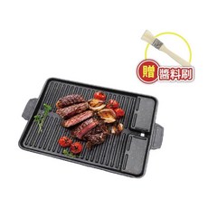 韓式不沾方型麥飯石烤盤 送醬料刷, 1個, F