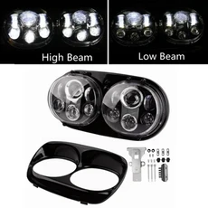 납품전문 품질보증 오토바이 로드 글라이드용 듀얼 LED 헤드라이트 2004 5.75 90W 인치, 05 black chrome
