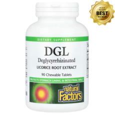 내추럴팩터스 Natural Factors DGL 감초뿌리 추출물 90츄어블정 스테비아 글리시리진 리코리스 Liquorice 아니스 씨 스테비아 잎, 1개, 90정