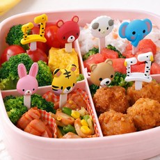 큐트미 귀여운 동물 포크 어린이집 유치원 도시락 픽 세트, 1세트, 8개