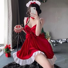 可愛聖誕節洋裝 公主質感聖誕服裝 木耳花邊聖誕裝 交叉美背聖誕節套裝派對表演服 F114