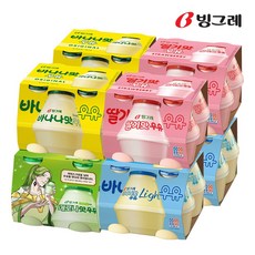 빙그레 단지우유 4종 바나나맛+딸기맛+라이트맛+메로나맛, 240ml, 32개