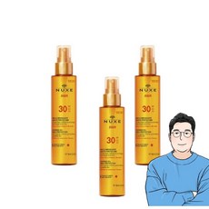 NUXE 눅스 썬 태닝 오일 페이스 앤 바디 SPF30, 3개, 150ml