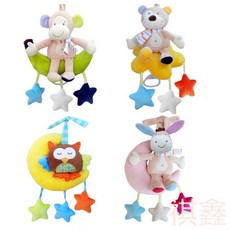 MO寶 嬰兒床鈴發條音樂拉鈴毛絨推車挂件0-1歲玩具, 1個, 驢()