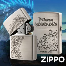 ZIPPO 吉卜力-魔法公主 螢光巨人&木靈防風打火機 ZA-6-S03 銅質橫條髮絲紋 物理雕刻 動漫 終身保固, 1個