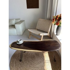 원목 접이식 우드 슬랩 테이블 소형 거실 좌식 사이드 가구, N36 - 114x41x36cm 호두